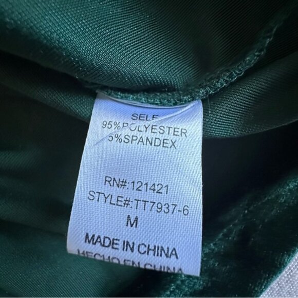 Ellison Blouse Womens Medium Green Velvet Peplum Cap Sleeve Ruched Holiday Party - Picture 9 of 10